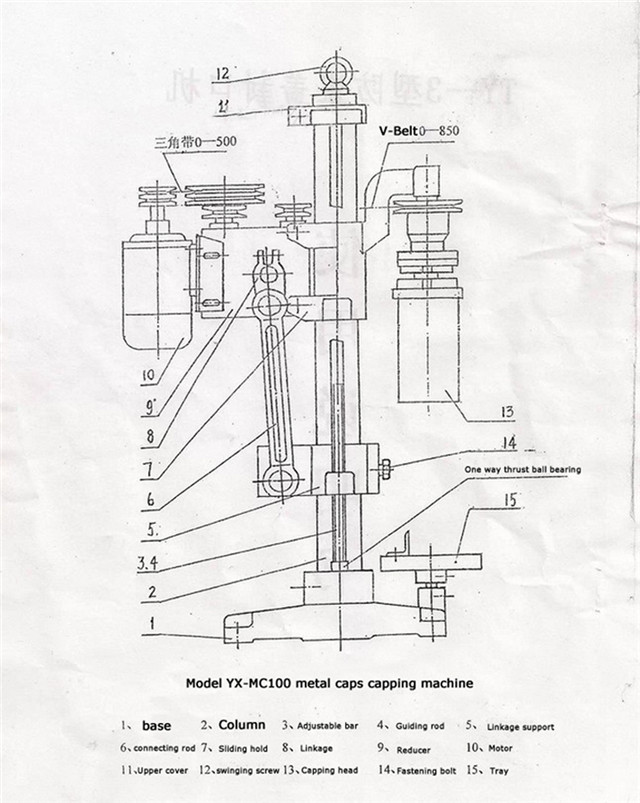 schematic diagram of YX-RC370 Semi automatic ROPP capping ma