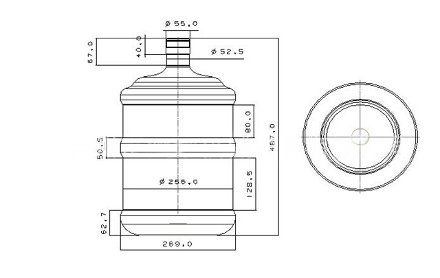 dimensions of 5 gallon containers mineral water bottles blow