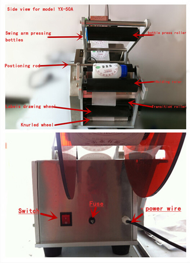 part names of round bottles labeling machine semi automatic 