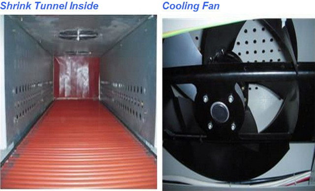 shrink tunnel inside and cooking fan of Water filling produc