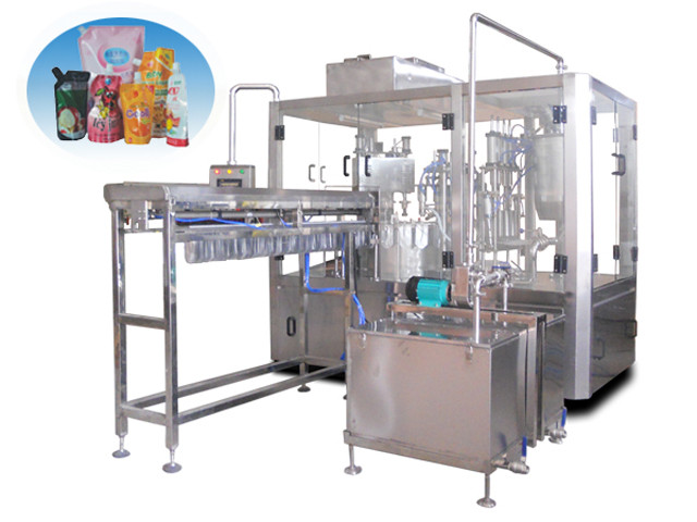  Fully automatic Stand up spout bags filling capping machine with bag loading system for juice liquid jelly milk packaging automated bags filler sealer equipment low price