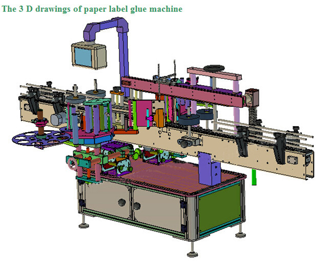 3D drawing of double sided labeling machine automatic liquid