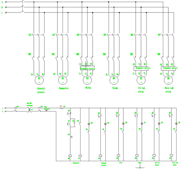 electric schematics of 350L vacuum homogenizing emulsion mac