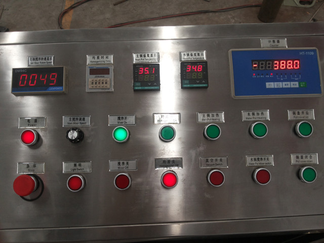 control panel of 350L vacuum homogenizing emulsion machine w