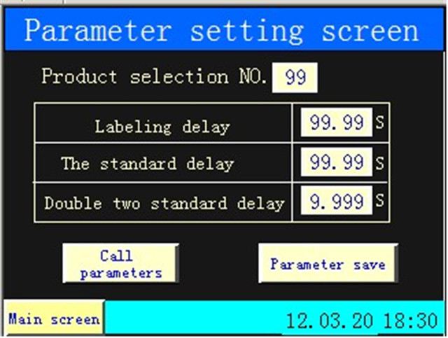 parameter setting interface of  semi automatic tube labelle