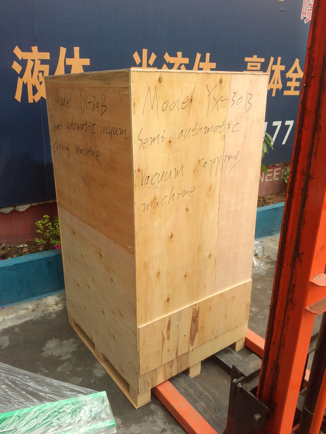 wooden crate packing of YX-30B semi auto capper dry vacuum m