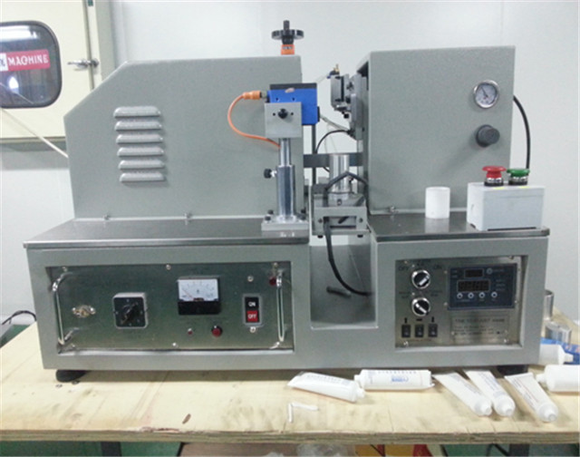  Pakistani customer ordered YX-005  tabletop ultrasonic induction tube sealing trimming machine