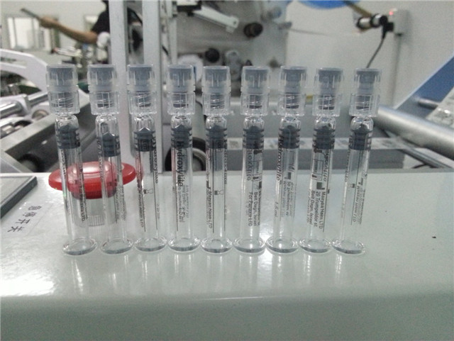 labelled samples by front view of semi automatic syringe lab