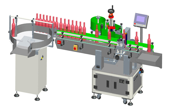 drawing of vertical automatic labelling machine with round t