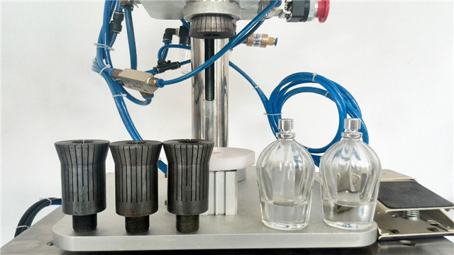 Pneumatic crimping machines semi automatic desktop glass bottle perfume crimper equipments cosmetics packaging
