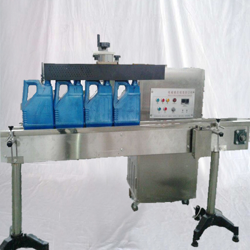 Tunnel type water-cooled aluminum foil induction sealing machine customized sealer equipment for Lub oil container pointed caps irregular bottles