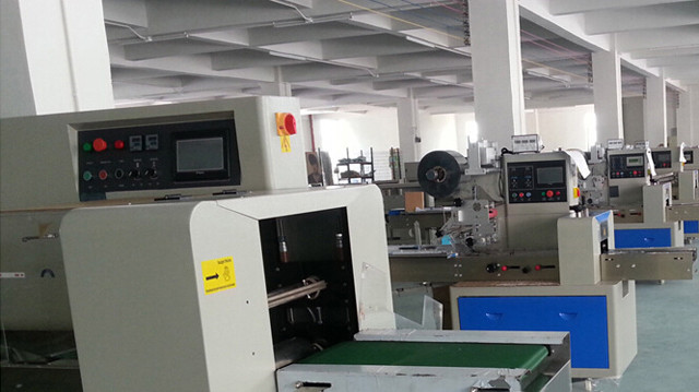 workshop of Computer control fast pillow packing machine dow